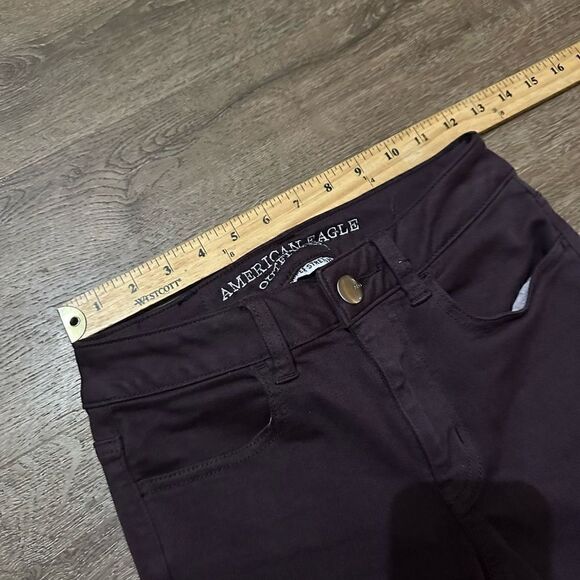 American Eagle Hi Rise Jegging Crop Jenas Womens Size 0 Purple Super Stretch - Picture 8 of 11